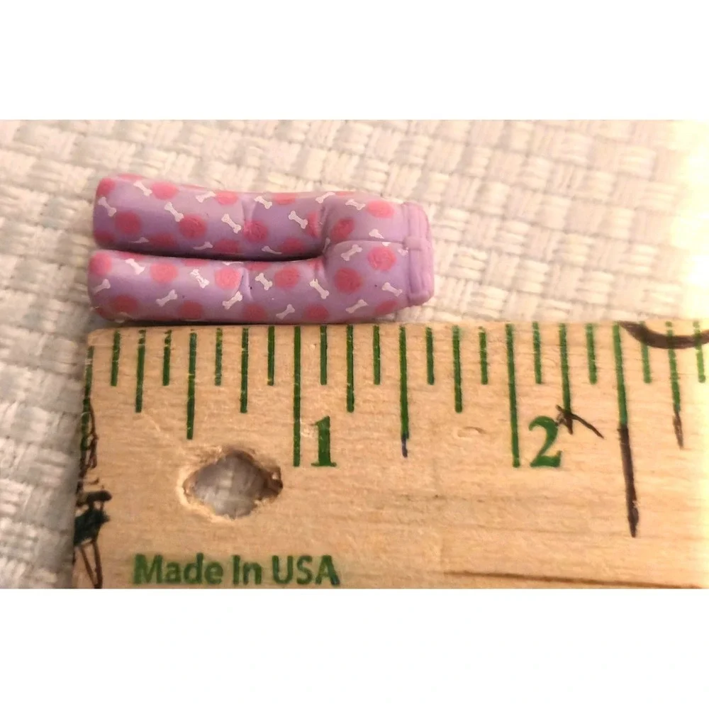 Polly Pocket Doll Dog Themed Rubber Pajama Bottoms Purple Pink Bone Print